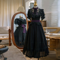 公爵令嬢の刺繍ヴィクトリアンワンピース - Black × Purple[2026年6月 
