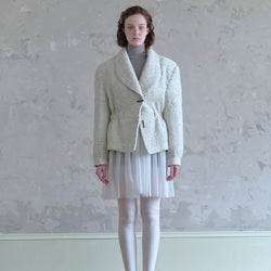 Black Mixed in Cream White Wool Coat