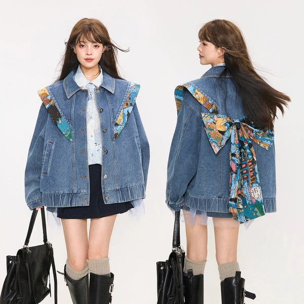 西洋油彩画のウイングリボンデニムジャケット
