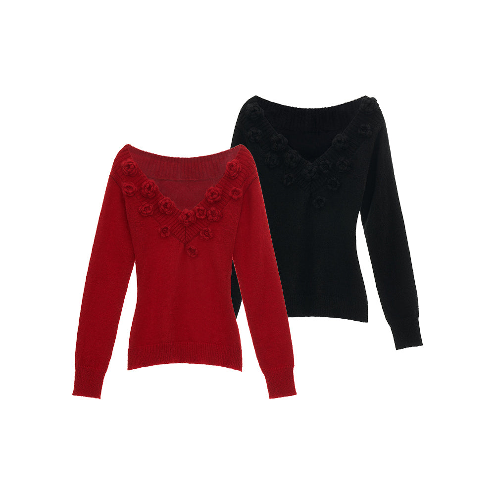Mcmahon Woolen 花柄セーター 100%ウール Mcmahon Woolen 花柄セーター 100%ウール
