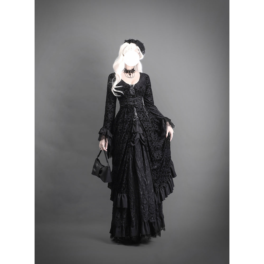 黒の王妃の編み上げワンピースとペチコートと肋骨トップス – ManusMachina