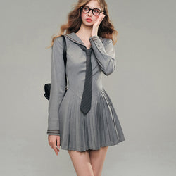 Gray Retro College Dress