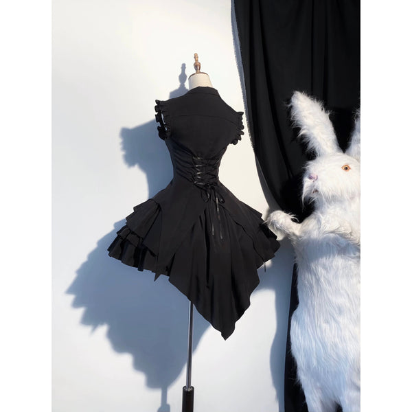 西洋貴族のヴィクトリアントップスとフリルスカート - Black