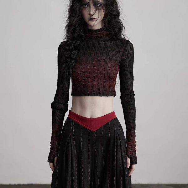 Red Flame Lace High Neck Top