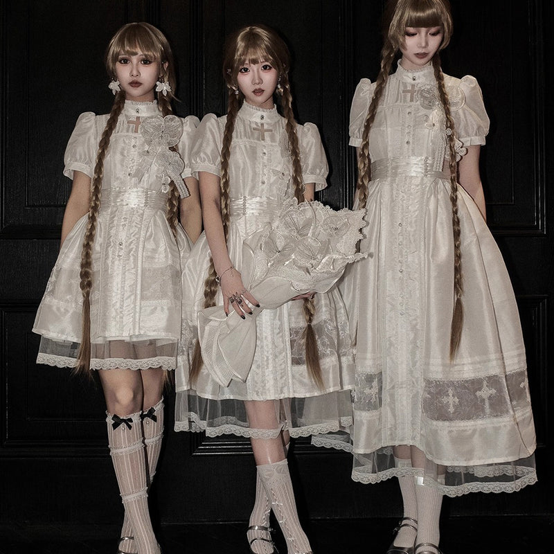 幽玄の蘭のスタンドカラーワンピース[2025年11月中旬-12月上旬発送予定]