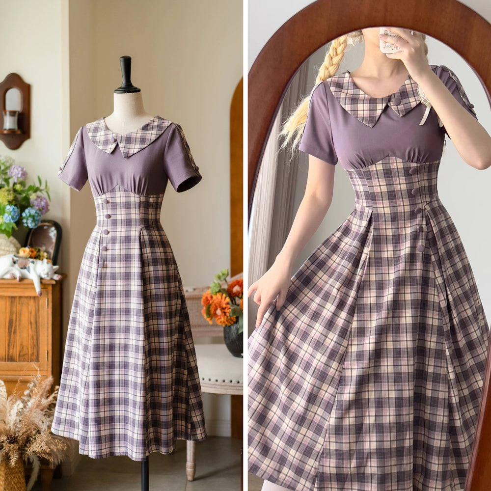 Forest Wardrobe 藤紫の花と白蝶ワンピース Forest Wardrobe 藤紫の花と白蝶ワンピース - メルカリ