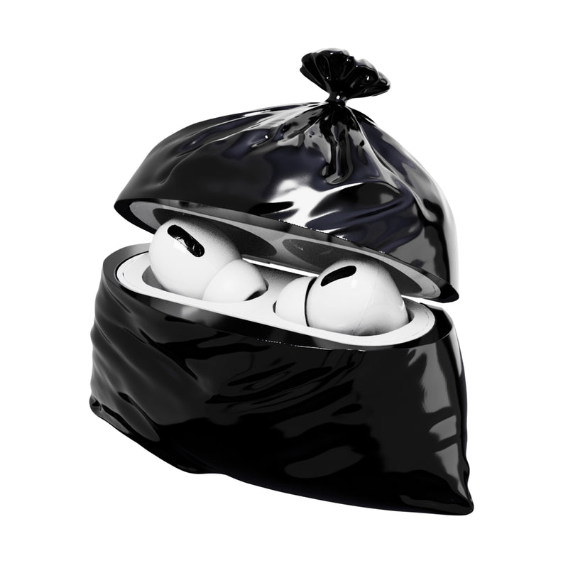 Black Garbage Bag AirPods Case