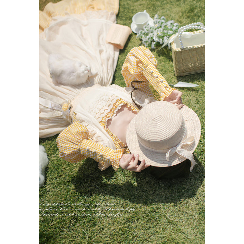 蒲公英色のレトロワンピースとエプロン – ManusMachina