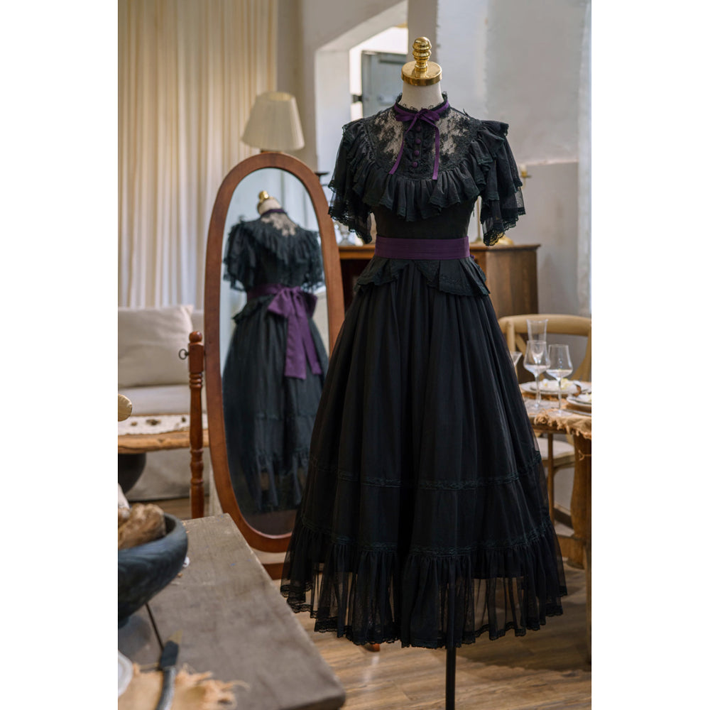 公爵令嬢の刺繍ヴィクトリアンワンピース - Black × Purple[2026年6月
