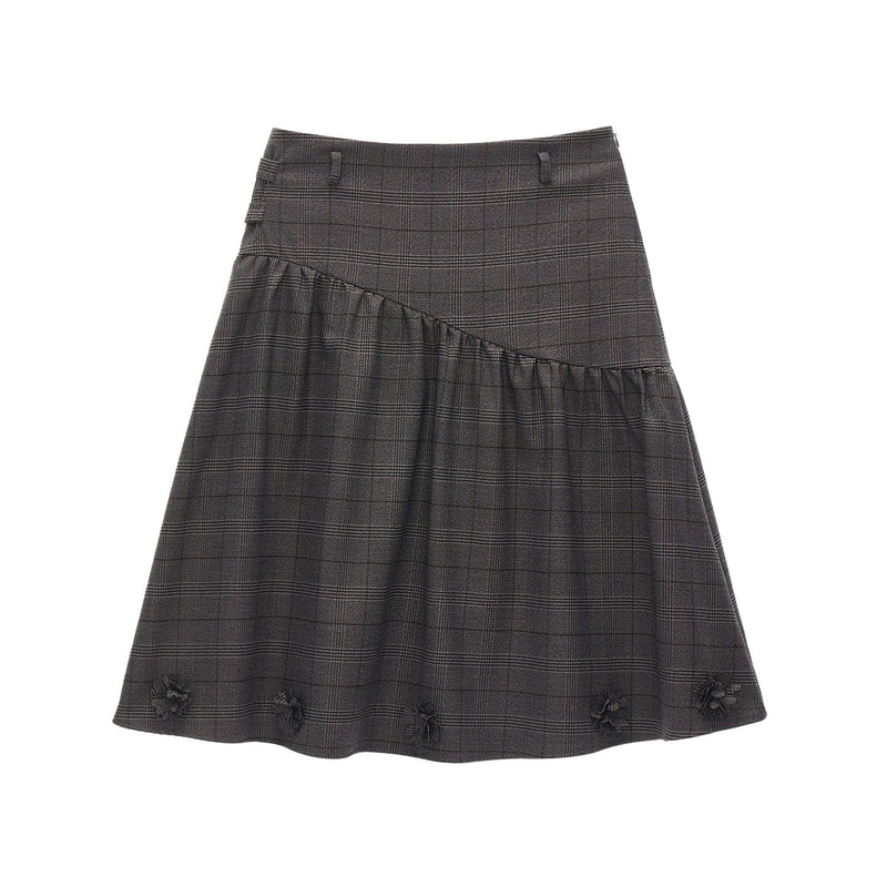 Dark Gray Plaid Skirt