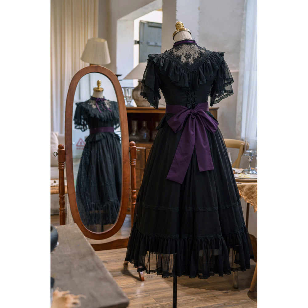 公爵令嬢の刺繍ヴィクトリアンワンピース - Black × Purple[2026年6月