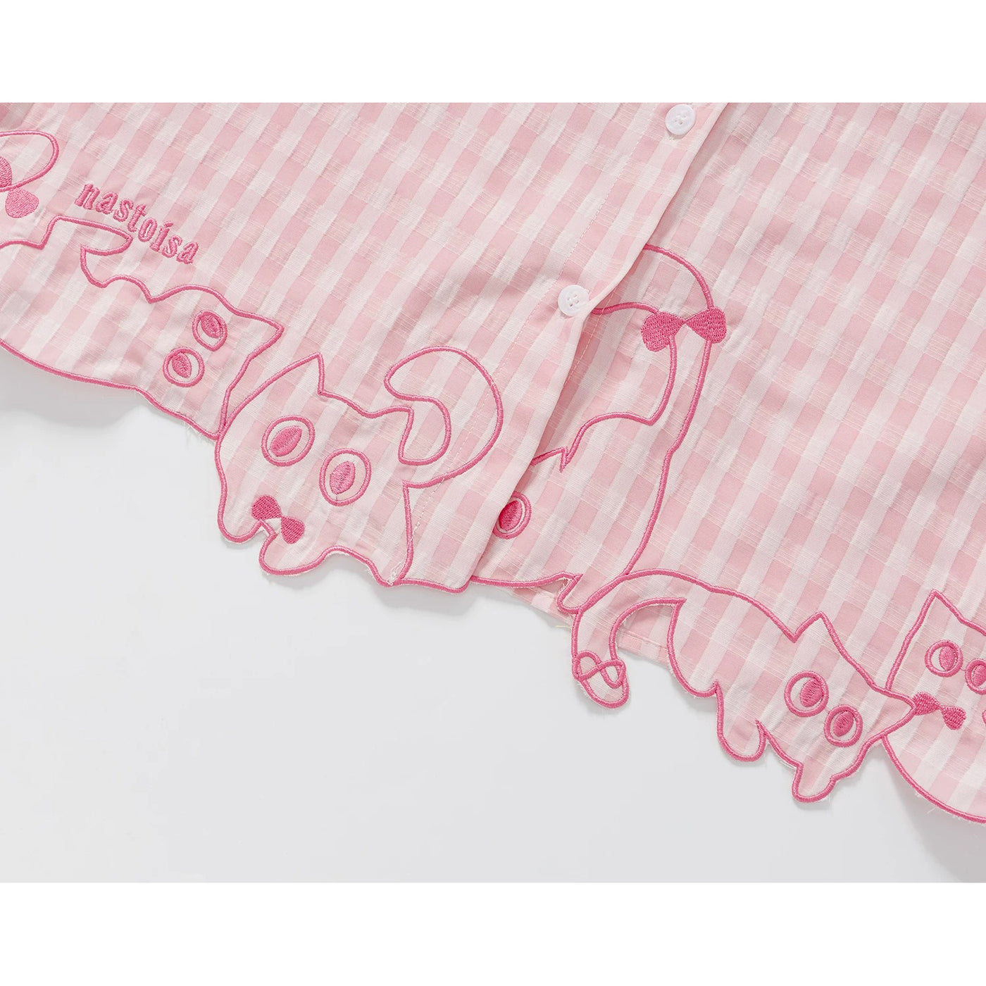 子猫の刺繍チェックシャツ - Light Pink – ManusMachina