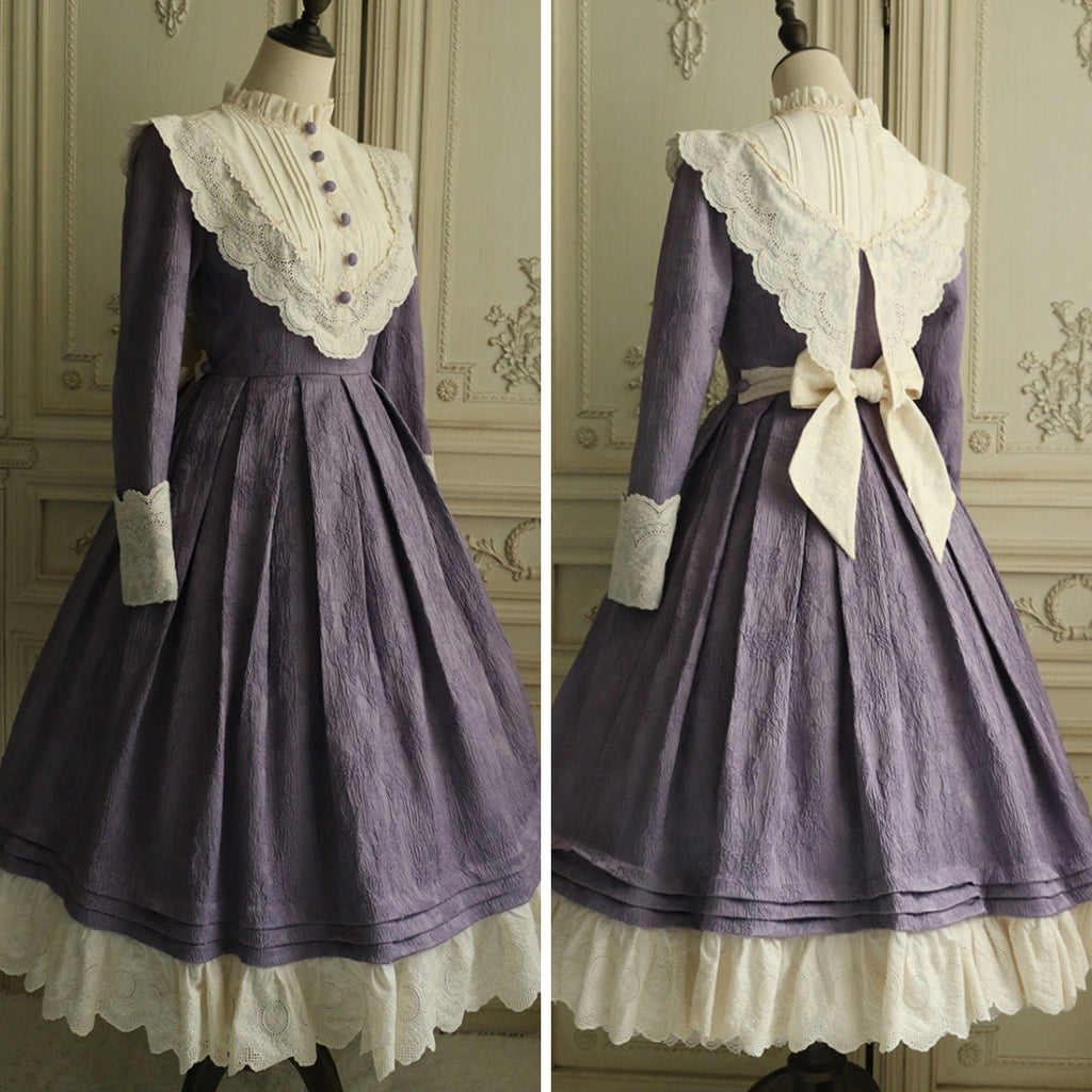 菫色のお嬢様の刺繍クラシカルワンピース[2024年11月下旬-12月