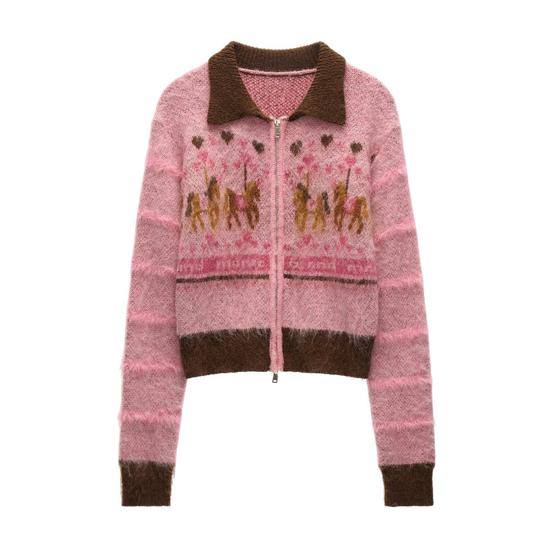 Merry-Go-Round Zip-up Knit Cardigan