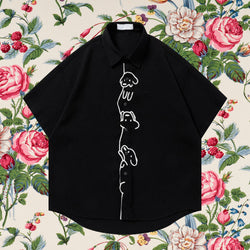 子犬の刺繍シャツ - Black – ManusMachina