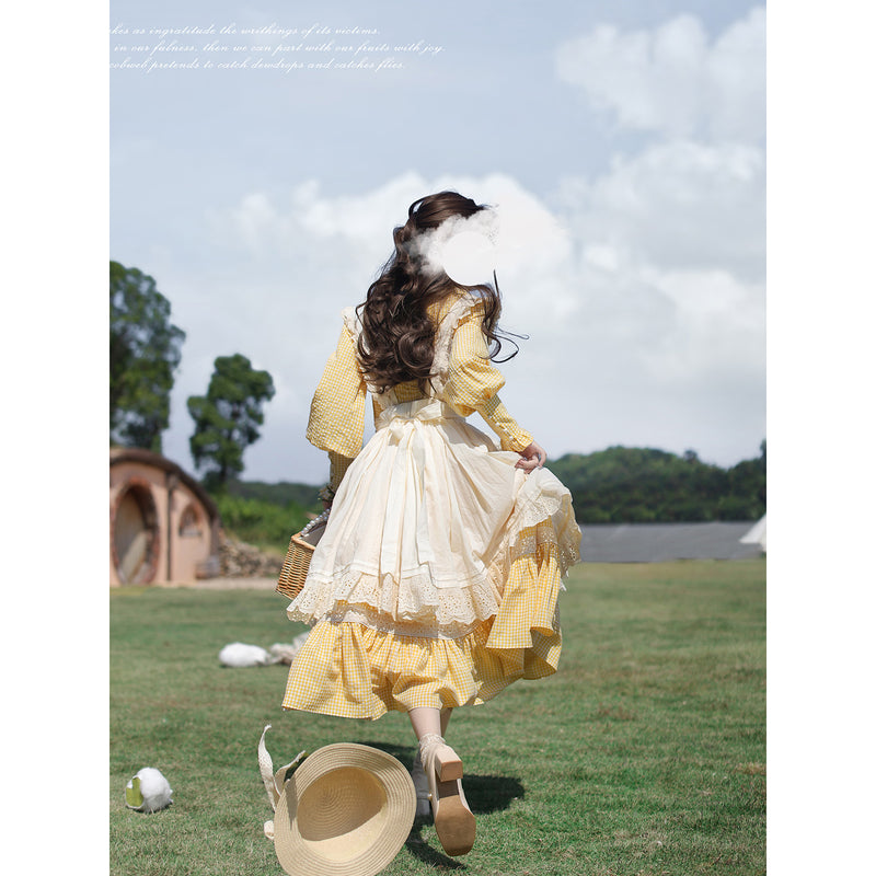 蒲公英色のレトロワンピースとエプロン – ManusMachina