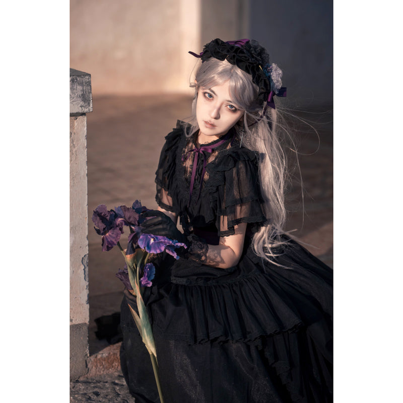 公爵令嬢の刺繍ヴィクトリアンワンピース - Black × Purple[2026年6月