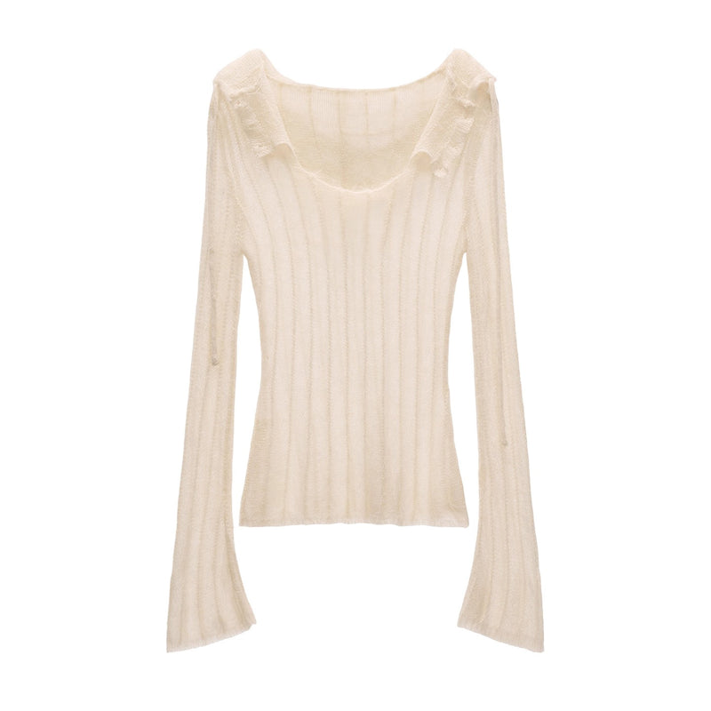 Milky White Hoodie Knit Top