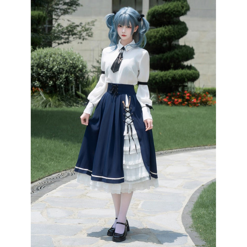 魔法学園のお嬢様のケープとベストとブラウスとコルセットスカート
