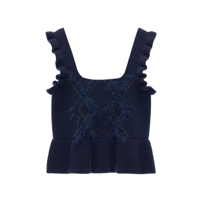 Navy Argyle Knit Bustier