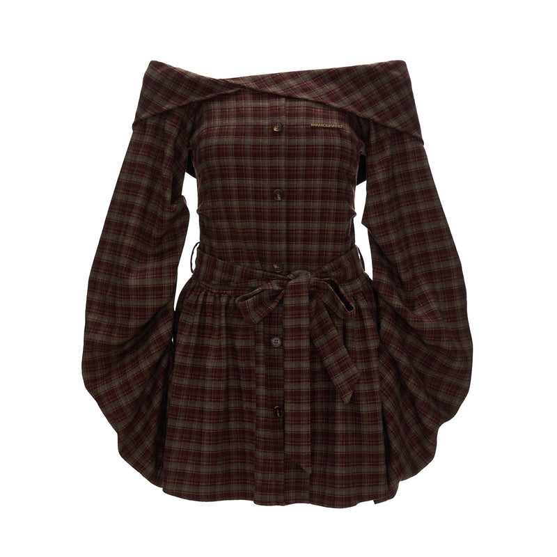 Tartan Check Off-the-shoulder Dress