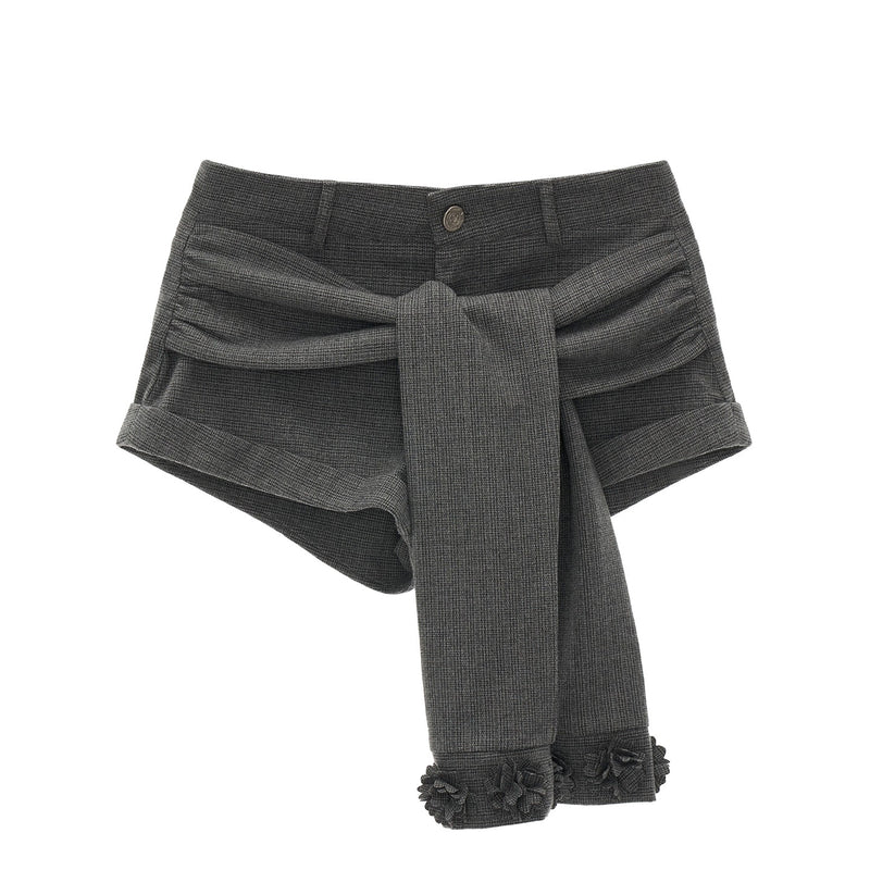 Gray Waist Wrapped Shorts
