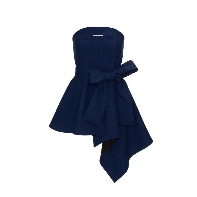 Dark Navy Ribbon Asymmetrical Bustier