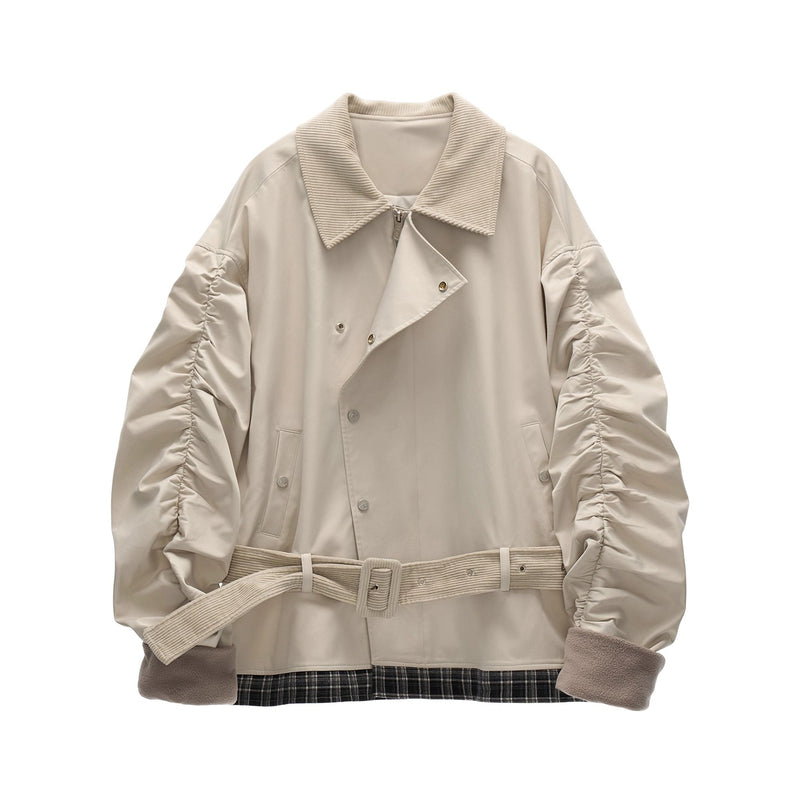 Corduroy Collar Trench Jacket