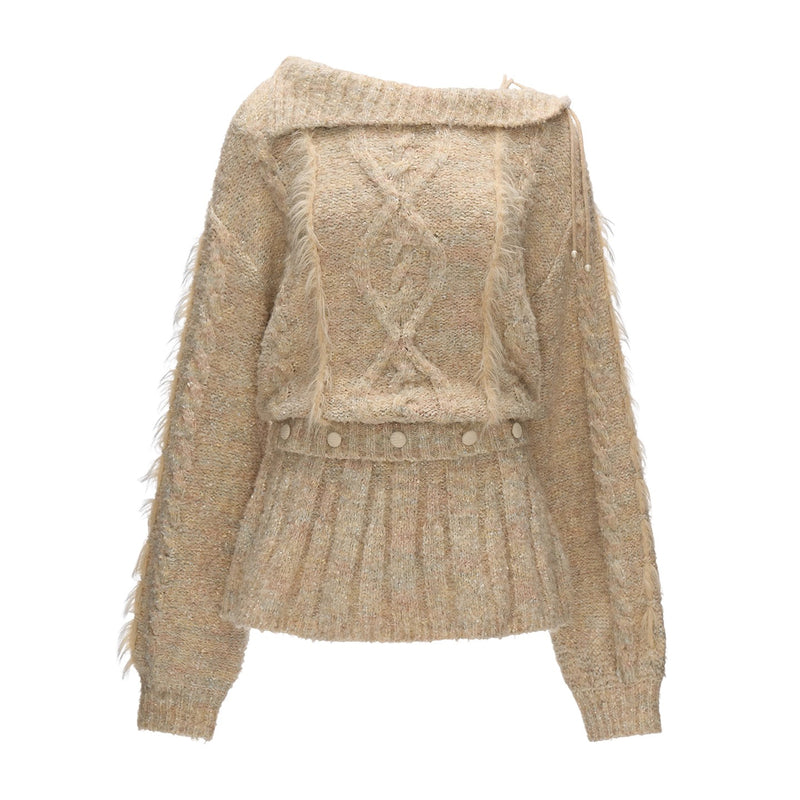 Cable Knit Waist-Shaping Sweater