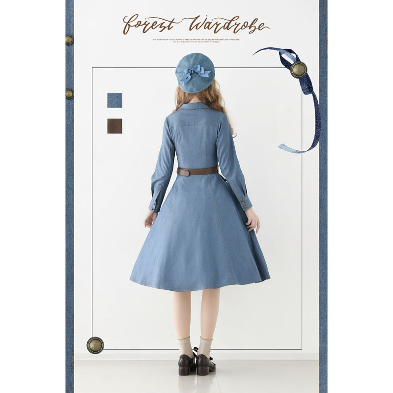 英国のお嬢様のデニムワンピース - Long Sleeves[2025年10月下旬発送予定]