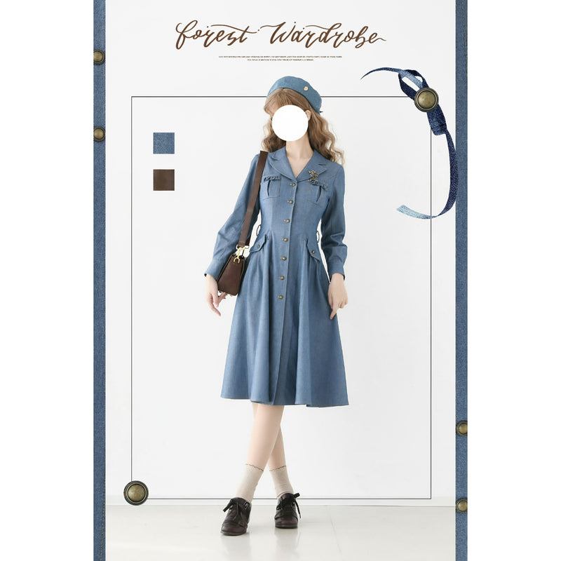 英国のお嬢様のデニムワンピース - Long Sleeves[2025年10月下旬発送予定]