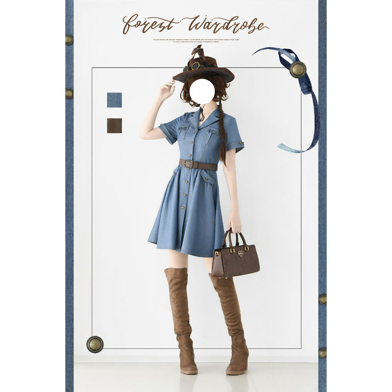 英国のお嬢様のデニムワンピース - Short Sleeves[2025年10月下旬発送予定]