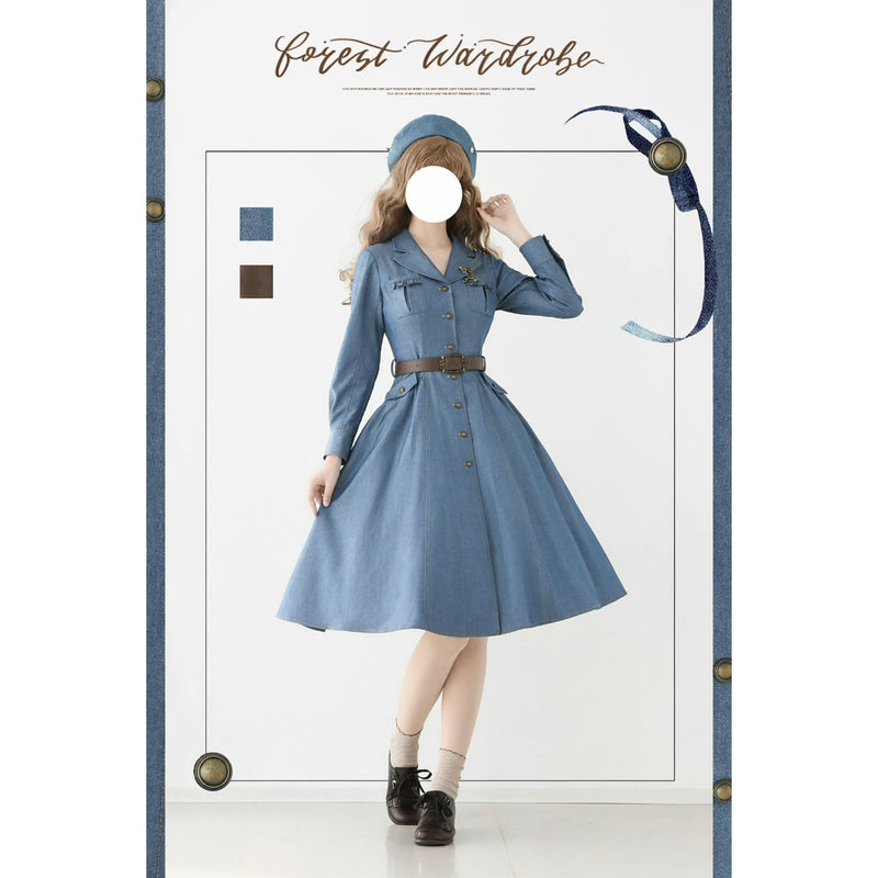 英国のお嬢様のデニムワンピース - Long Sleeves[2025年10月下旬発送予定]