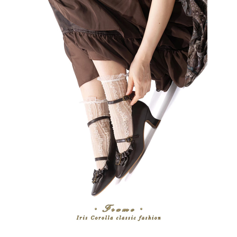 Vintage Inspired Mary Jane Pumps - Black Brown[2025年4月上旬-4月下旬発送予定]