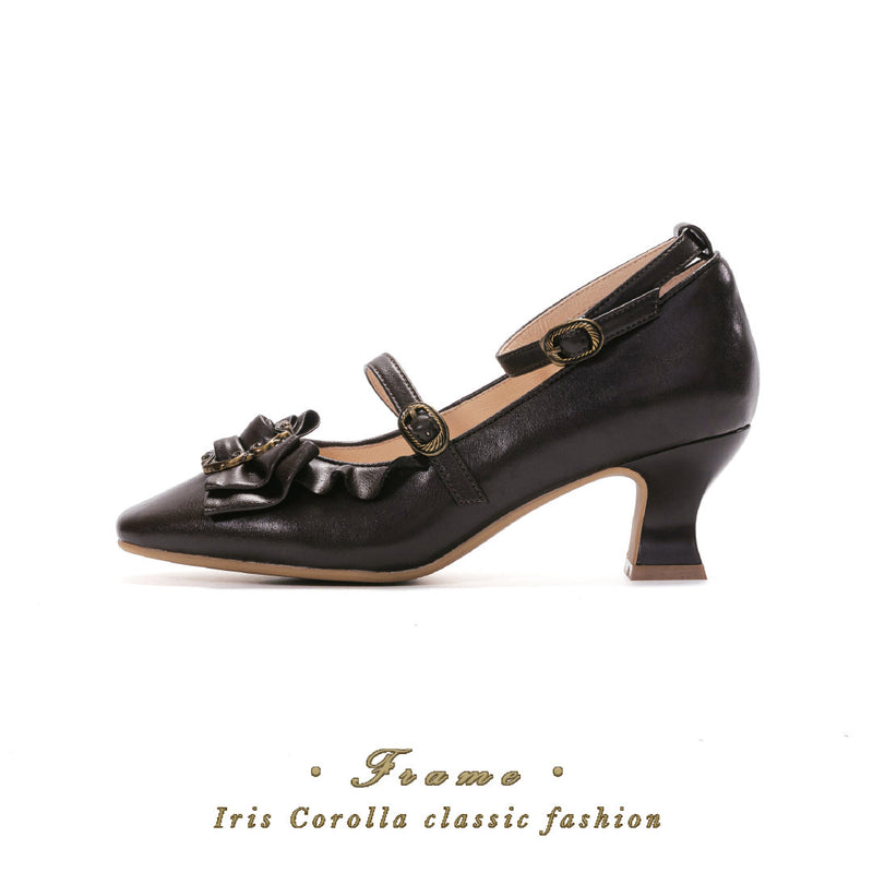 Vintage Inspired Mary Jane Pumps - Black Brown[2025年4月上旬-4月下旬発送予定]