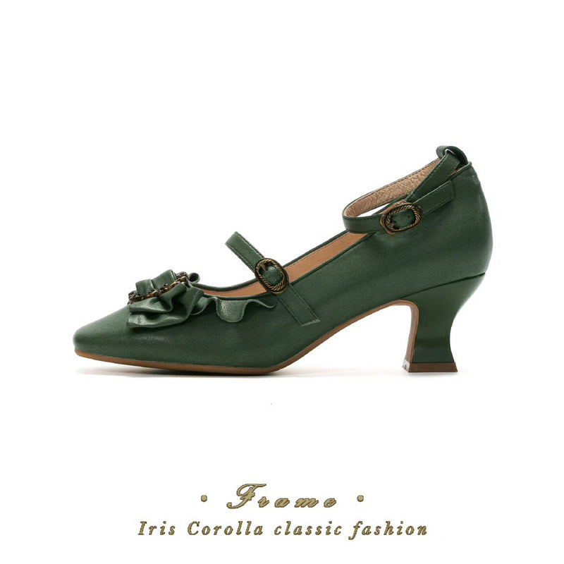 Vintage Inspired Mary Jane Pumps - Ivy Green[2025年4月上旬-4月下旬発送予定]