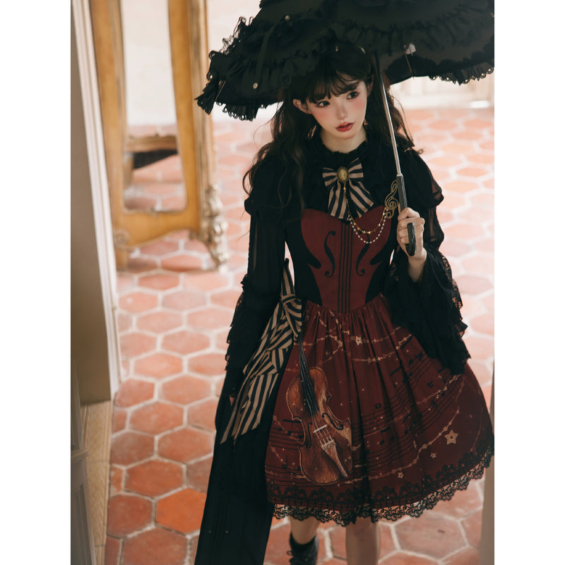 弦楽器の挿絵クラシカルワンピース[2026年2月上旬-3月上旬発送予定]