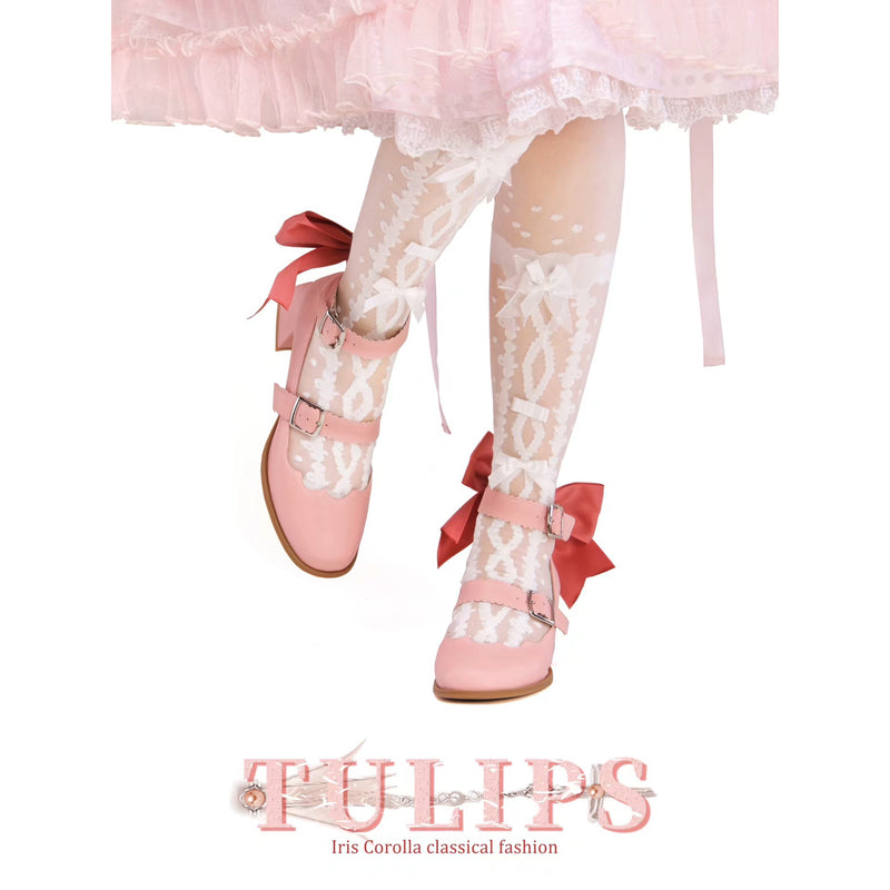 Tulip Ribbon Mary Jane Pumps - Pink[2025年4月下旬-5月中旬発送予定]