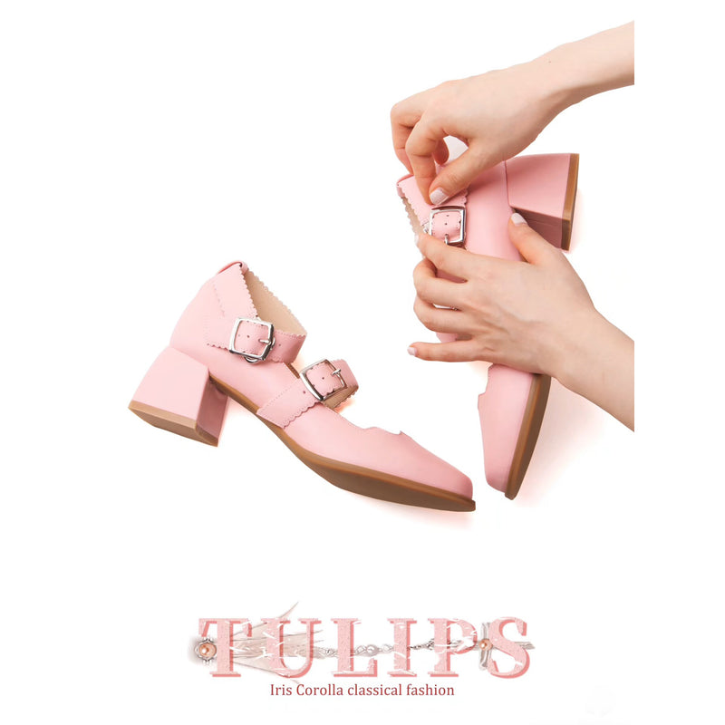 Tulip Ribbon Mary Jane Pumps - Pink[2025年4月下旬-5月中旬発送予定]