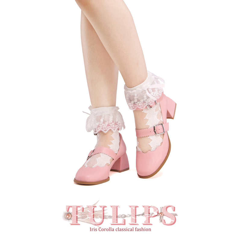 Tulip Ribbon Mary Jane Pumps - Pink[2025年4月下旬-5月中旬発送予定]