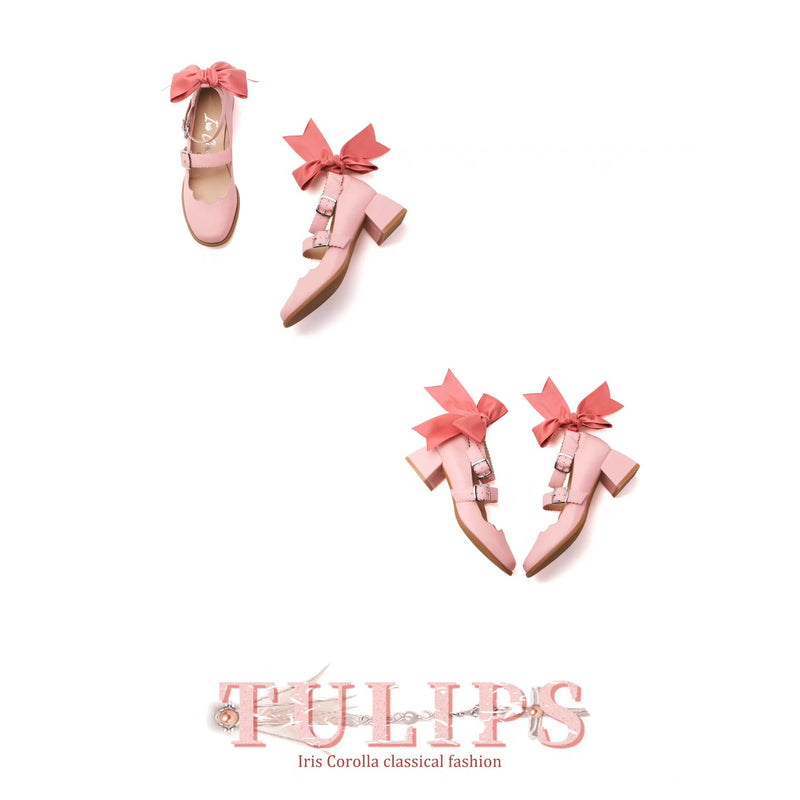 Tulip Ribbon Mary Jane Pumps - Pink[2025年4月下旬-5月中旬発送予定]