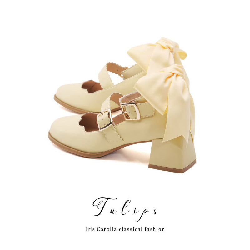 Tulip Ribbon Mary Jane Pumps - Light Yellow[2025年4月下旬-5月中旬発送予定]