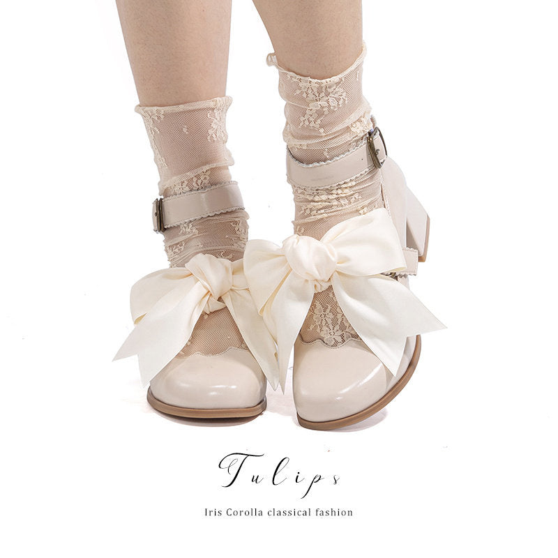 Tulip Ribbon Mary Jane Pumps - Ivory[2025年4月下旬-5月中旬発送予定]