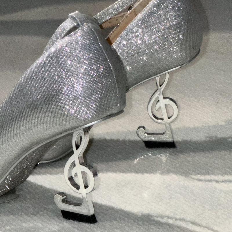 Musical Note Pointed High Heeled Pumps - Silver[2026年2月上旬-3月上旬発送予定]