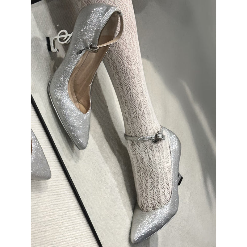 Musical Note Pointed High Heeled Pumps - Silver[2026年2月上旬-3月上旬発送予定]