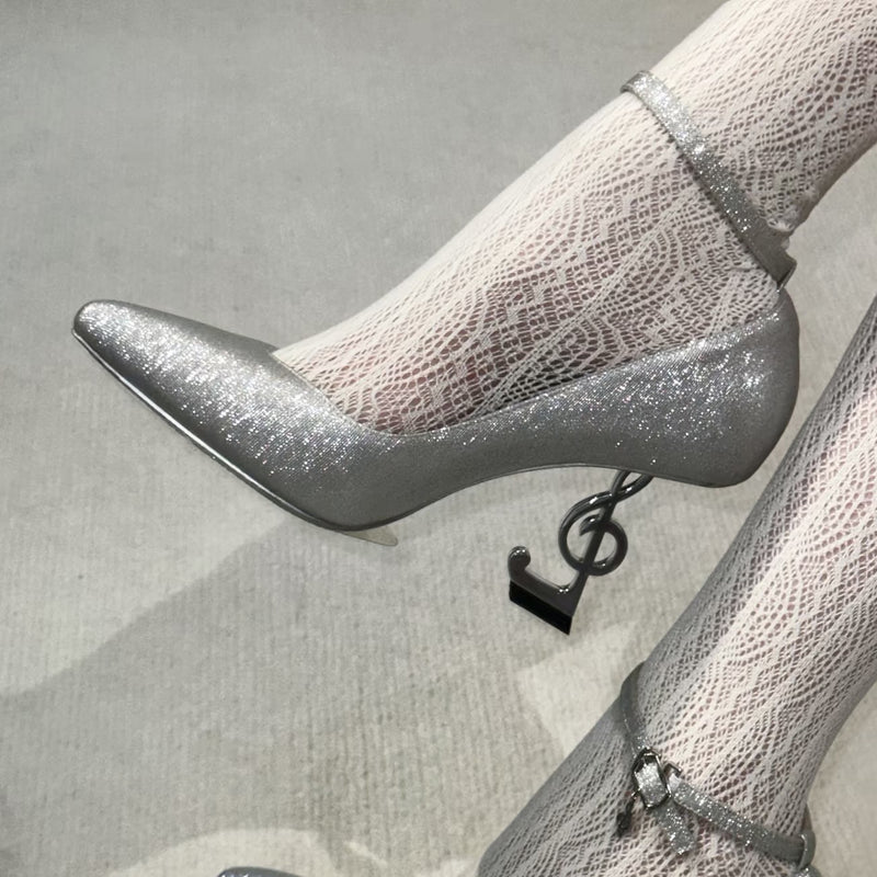 Musical Note Pointed High Heeled Pumps - Silver[2026年2月上旬-3月上旬発送予定]