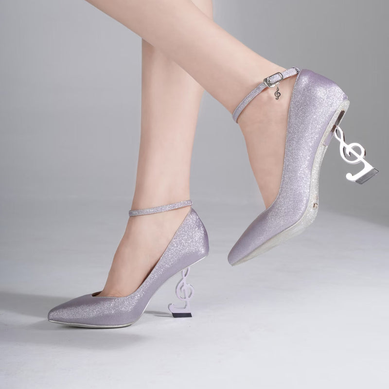 Musical Note Pointed High Heeled Pumps - Light Purple[2026年2月上旬-3月上旬発送予定]