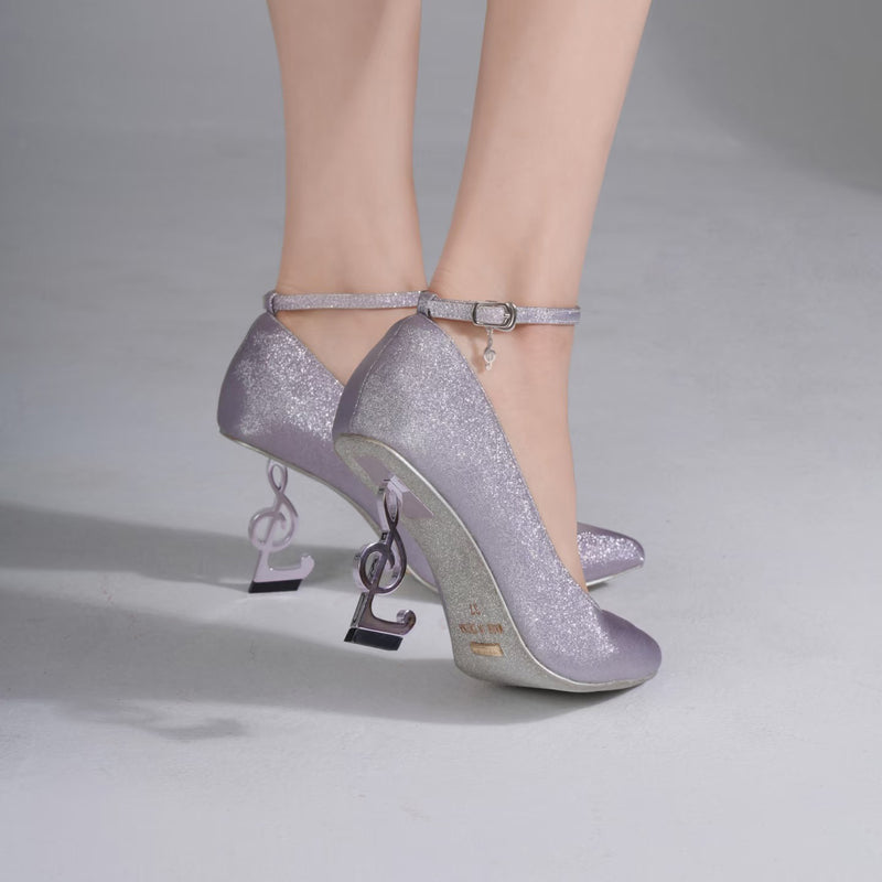 Musical Note Pointed High Heeled Pumps - Light Purple[2026年2月上旬-3月上旬発送予定]