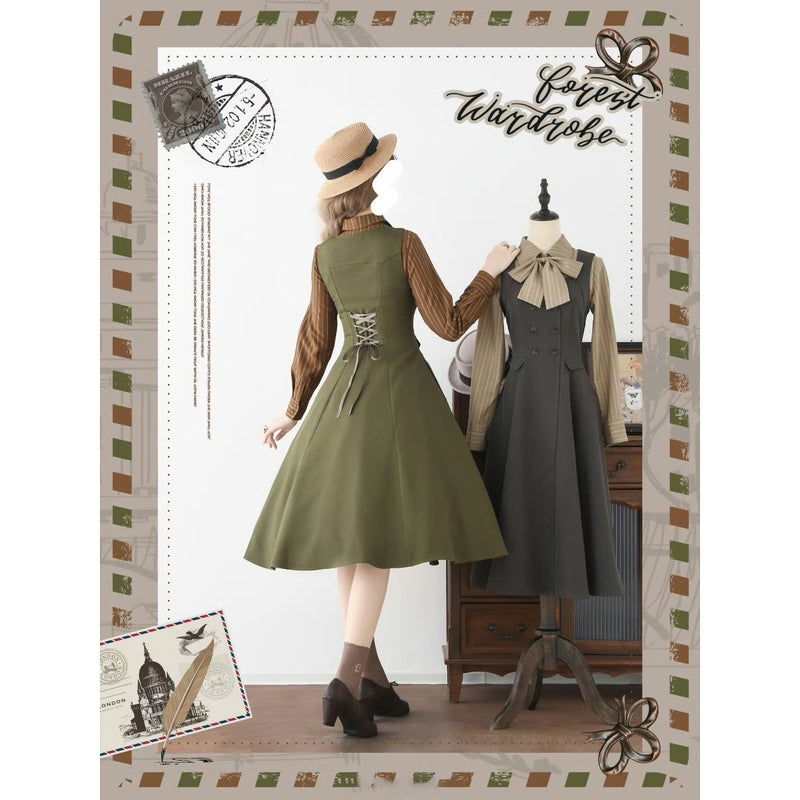 英国のお嬢様のブリティッシュジャンパースカート - Moss Green