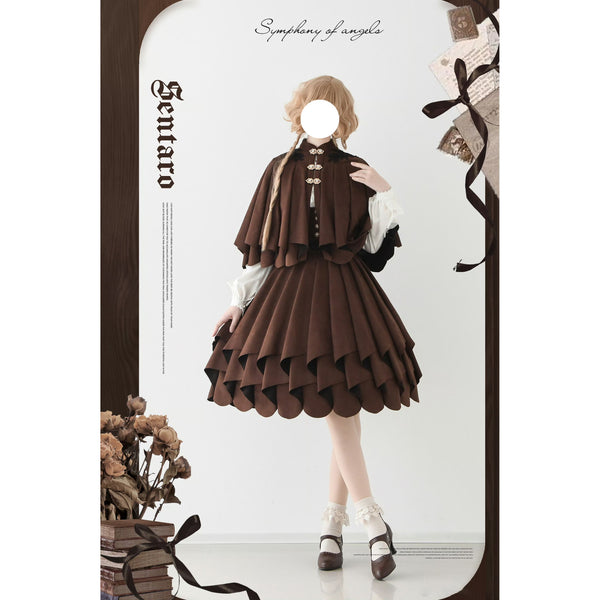 伯爵令嬢のケープとスカート - Dark Brown
